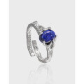 wholesale S925 Sterling Silver Original Niche Design Textured Lapis Lazuli Light Luxury Adjustable Ring for Women-0-0