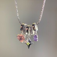 wholesale 925 Sterling Silver Exquisite Super Sparkly Dopamine Starry Love Necklace for Women, Sweet and Cool Pendant, Unique Design Collarbone Chain-Platinum 925 silver