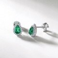 wholesale S925 Sterling Silver Euro-American Personalized Luxury Teardrop-shaped Lab-grown Emerald Stud Earrings Full-set High-end Earrings-0-1