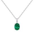 wholesale S925 Silver Vintage Oval Cultured Emerald Pendant Women's Full Gemstone Cross Pendant Necklace for Export Cross-border-0-4