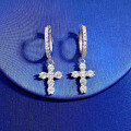 wholesale Metal material, jewelry new collection high-end diamond-encrusted cross earrings, lightweight luxury style, elegant and minimalist ear accessories-0-5
