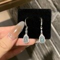 wholesale S925 Sterling Silver Natural Weitian Jadeite Blue-Green Gourd Earrings, Fresh Chinese Style Aloof Sense of Fortune Ear Pendents-0-2