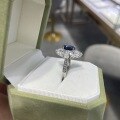 wholesale S925 Sterling Silver Gold-Plated 7x9 Oval 2ct Lab-Grown Sapphire Ring Ready-to-Ship Wholesale-0-1