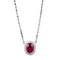 wholesale 925 Silver Cross-Border New High-End Jewelry Ruby Oval 6*9 Geometric Pendant Necklace with 40+5 Chain for-0-4