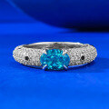 wholesale 925 Sterling Silver Luxe Full Pavé 5*7 Paraiba Ice Flower High-End Fashion Ring for Women-0-5