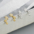 wholesale S925 Sterling Silver Star Stud Earrings with Inlaid Diamond Screw Nut, Geometric Five-Point Star, Ins Style Ear Cartilage Piercing, Versatile Ear Accessories-0-1