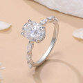 wholesale S925 sterling silver plated with 18K gold 2-carat oval marquise moissanite ring moissanite jewelry-0-2