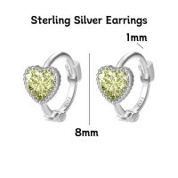wholesale 999 Silver Women's Four-Leaf Clover Heart-Shaped Pure Silver Non-Removable Ear Cuff Hoop Earrings-Heart-shaped olive yellow sterling silver earrings
