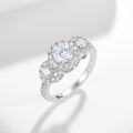 18k Gold Plated S925 Silver Ring with 60mm Round Moissanite Flower Bud Design-0-1