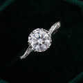 S925 Sterling Silver Moissanite Snowflake Six-Prong Crown Ring-0-0
