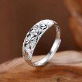 wholesale Fine Silver 999 Maker S999 Korean-style Full Star Engraved Couple Rings Elegant Jewelry Full Star Open Adjustable Ring for Men and Women-0-0