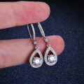 S925 Silver Moissanite Earrings, Teardrop Shape, Fine Craftsmanship-0-3