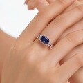 wholesale S925 Sterling Silver French New Style Women's Ring with Tanzanite Gemstone Inlay, Fashionable and Versatile Design-0-1