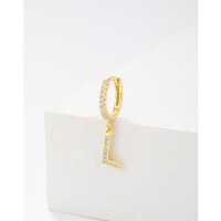 wholesale 925 Sterling Silver Amazon Cross-border Single Alphabet Earrings for Women, Fashion Hoop Ear Cuff, Versatile Ear Accessories-L single>925 silver