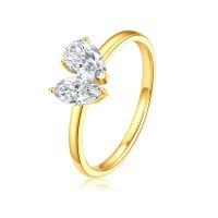 wholesale 18K Gold Classic You and Me Pear Shape and Oval Shape Lab-Grown Diamond Double Diamond Engagement Ring in K Gold with Ins Style-18K Gold Cultured Diamond Ring Hong Kong Code No. 10