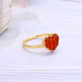 wholesale 925 Silver Japanese and Korean Light Luxury Pure Silver Small Jewelry Wholesale, Retro Elegant Peach Heart Small Red Heart Agate Ring for Women, Open Adjustable-0-3