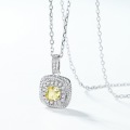 wholesale S925 Sterling Silver Plated European and American New Geometric Yellow High-Carbon Diamond Pendant Collarbone Chain with Simulated Diamond Necklace for Wholesale-0-2