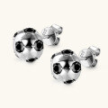 wholesale S925 Sterling Silver Cross-Border Personalized Fashion Football Black Moissanite Stud Earrings, European and American New Style Fan Earrings-0-1