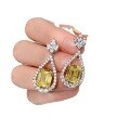 wholesale 925 Silver 12ct Yellow Diamond 8*10 Earrings, European and American Luxury Style, High Carbon Diamond Earrings, Wholesale from Manufacturer-0-4