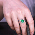 wholesale 925 Sterling Silver New Style 4ct Emerald Green Radiant Cut Ring with High Carbon Diamond, Unique and Elegant Design-0-2