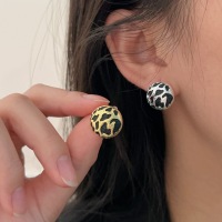 wholesale S925 Sterling Silver Korean-style Retro Drip Oil Leopard Print Round Earrings for Women, Fashionable New Trendy Ear Accessories-Gold (pure silver)