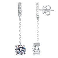 925 Sterling Silver 1ct Moissanite Classic Four-Paw Dangle Ear Studs-6.5mm high-carbon stone  925 silver