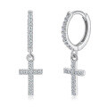 wholesale S925 silver plated with 18K gold cross earrings, moissanite stud earrings, fashionable and stylish pure silver earrings-0-4