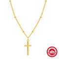 wholesale 925 Sterling Silver New Light Bead Chain Cross Pendant Choker Necklace,INS。-0-0