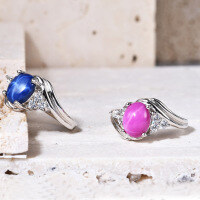 wholesale S925 sterling silver ring with six-ray star ruby and sapphire, featuring a luxurious and high-end European and American design-Starlight Ruby Ring>US Size 9