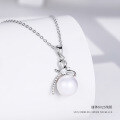 wholesale Sterling Silver Single Freshwater Pearl Pendant Necklace for Women, Versatile Small and Minimalist Design, Luxury Collarbone Chain Jewelry Gift for Girlfriend-0-0