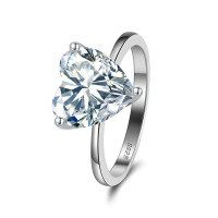 wholesale S925 Sterling Silver Cloud-Pull Jewelry Heart-Shaped 8A Super Sparkling Zircon Ring, Luxury Wedding Band-White gold, 3.58g No. 6