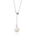 wholesale S925 Sterling Silver Korean Fashion Minimalist Style Adjustable Y-Shaped Pearl Pendant Necklace for Women-0-4