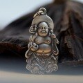 wholesale 990 Silver Frosted Big Belly Buddha Pure Silver Maitreya Buddha Pendant for Women, Chinese Style DIY Car Hanging Ornament Accessory Handmade-0-1
