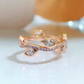 wholesale Metal material, new design leaf full diamond ring,-0-1