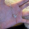 wholesale S925 Sterling Silver Bow Heart Zircon Necklace Japanese Minimalist Niche Luxury Elegant Sweet Girly Collarbone Chain-0-2