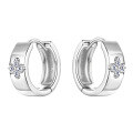 wholesale S925 Sterling Silver Four-Leaf Clover Moissanite Earrings Hoop, High-End Floral Ear Clasp Ear Jewelry-0-4