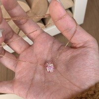 wholesale S925 Sterling Silver Vintage Rose Estate Pink Diamond Necklace with Full Diamond Round Loop Pendant Collarbone Chain-Rose gold>925 silver