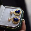 wholesale S925 Silver Natural Royal Lapis Lazuli Gourd Earrings for Elegant Women-0-2