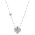 Sterling Silver Four-Leaf Clover Pendant Necklace with Full Pavé Diamonds-0-3