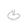 wholesale S925 Sterling Silver 26 Letter Ring, Fashionable Minimalist Everyday Versatile Open-Ended Adjustable One-Size Ring-0-4