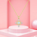 wholesale Sterling Silver Japanese minimalist style snowflake synthetic opal pendant white opal jewelry necklace-0-3