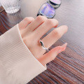 wholesale S925 Sterling Silver Korean Style Minimalist Ins Geometric Irregular Wave-shaped Trendy Open Ring-0-2