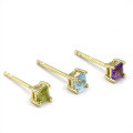 wholesale S925 sterling silver new small fresh square gemstone stud earrings, luxury silver jewelry wholesale-0-0