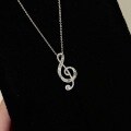wholesale 925 Sterling Silver Music Note T Square Diamond Full Diamond Pendant Necklace Sweet and Elegant Temperament Niche Design Collarbone Chain-0-5