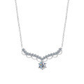 Sterling Silver Moissanite Deer Antler Pendant Necklace Set-0-3