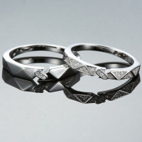 Sterling Silver 1 Carat Moissanite Couple's Ring Proposal Birthday Gift-Men's ring (set with moissanite)  Size 20