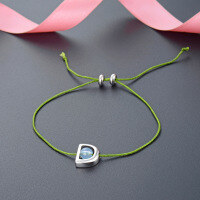 wholesale 925 Sterling Silver Letter D Adjustable Ballpoint Pen Bracelet, Korean and Japanese Style Minimalist Personality Student Fresh Green Rope Hand Chain for Women-003072-Bracelet>S925 Silver