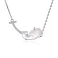 wholesale S925 Sterling Silver Chalcedony Koi Fish Pendant Necklace for Women, New Chinese Style, Artistic, Vintage, Elegant Collarbone Chain-0-4