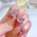 wholesale S925 Silver New Jewelry High Carbon Diamond Stud Earrings 10*10 Simulated Pink Diamond Earrings WomenIns-0-0