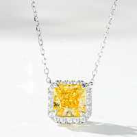 S925 Silver Women's Jewelry Set with Yellow Diamonds, Baguette, Radiant, Princess Cuts-Vibrant Yellow Necklace - XL087  925 Silver